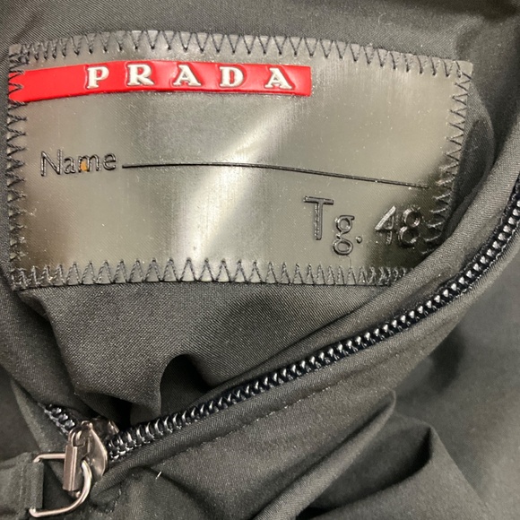 PRADA SPORT LINEA ROSSA BLACK 2012 LOGO PLAQUE REVERSIBLE MID LENGTH PUFFER COAT - Picture 9 of 11